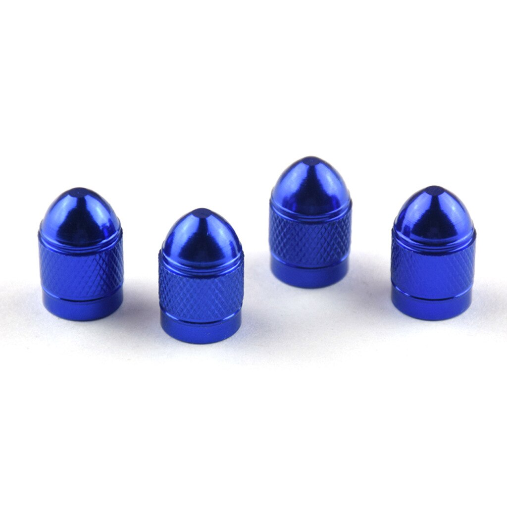 4 Stuks Fiets Ventieldopjes Schrader Aluminium Portative Theftproof Amerikaanse Auto Air Caps Voor Mtb Fietsen Scooter Accessoires: Blauw