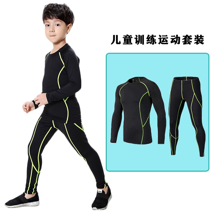 2Pcs/Jongens Sport T-shirts + Broek Gym Compressie Fitness Running Kleding Sportkleding Kinderen Sport Set