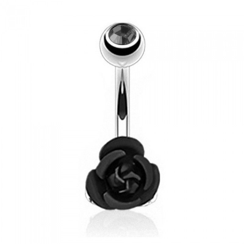 Stainless Steel Flower Rose Piercing Belly Button Ring Barbell Body Jewelry Women Dancing Body Chains Plug M8694: 4