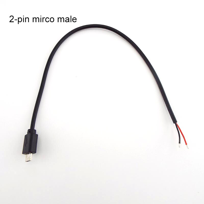 5pcs Micro USB 2.0 A Female Jack Android Interface 4 Pin 2 Pin Male Female Power Data Charge Cable Cord Connector 30CM: 2-pin micro male
