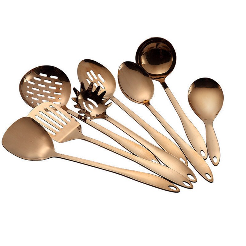 1pc titanpläterade rostfritt stål matlagningssked spade kökssats hem kök kök matlagning verktygssats cocina utensilios