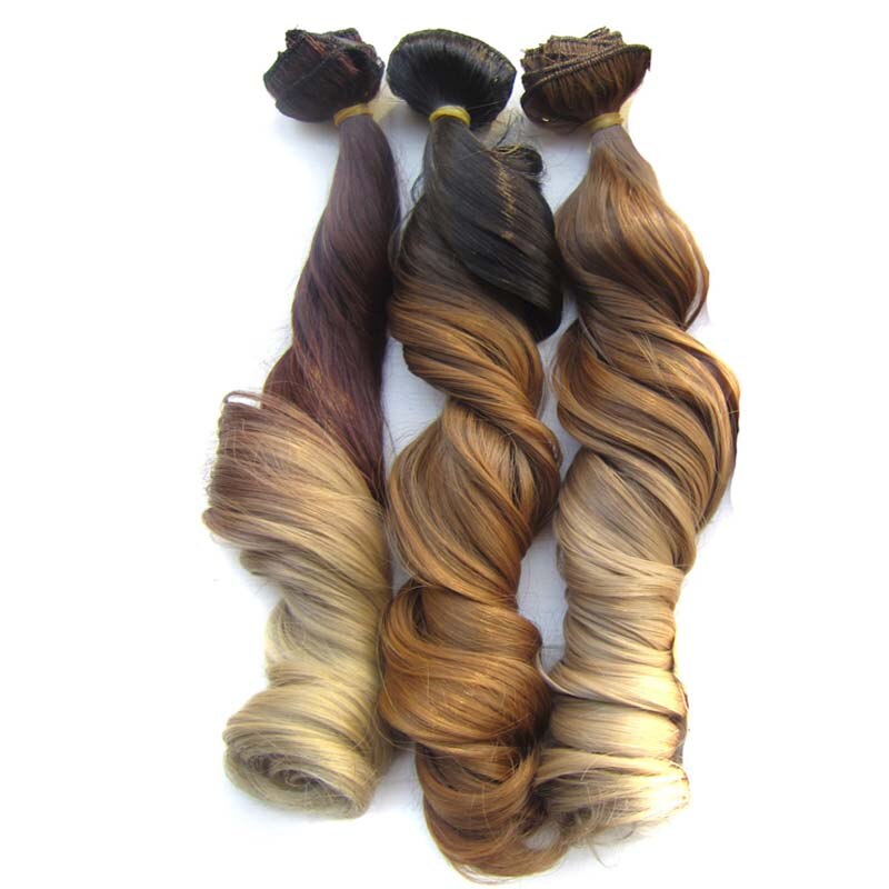 Extensiones de pelo sintético ondulado 7 unids/set, Clip de 22 pulgadas, 100g, Color negro, marrón, degradado postizo, resistente al calor