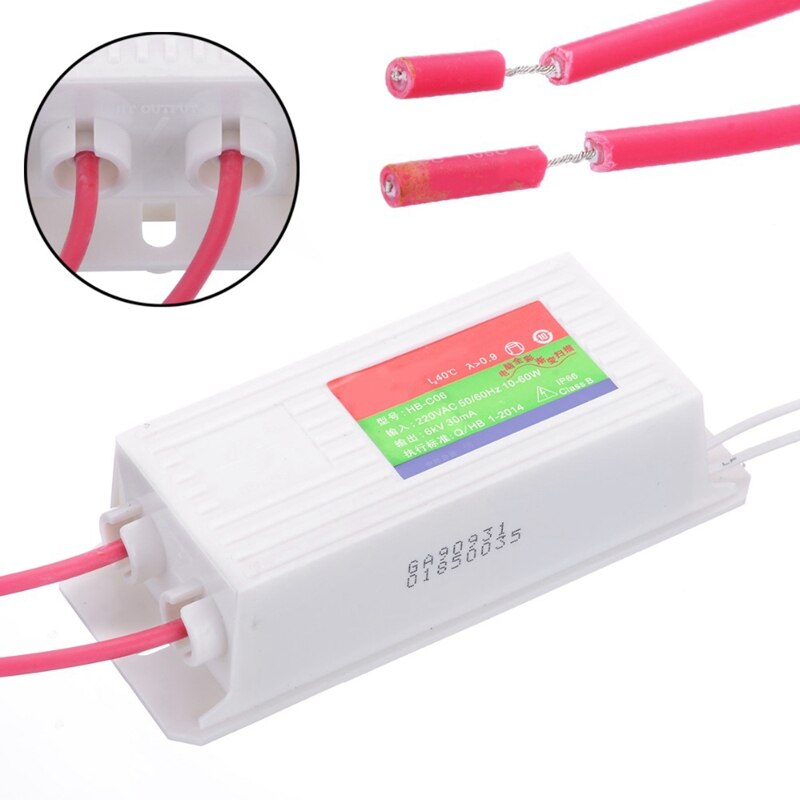 Transformador electrónico de neón de Hb-Co6, rectificador de fuente de alimentación de neón impermeable, 6Kv, 60W, 30mA, 1 ud.