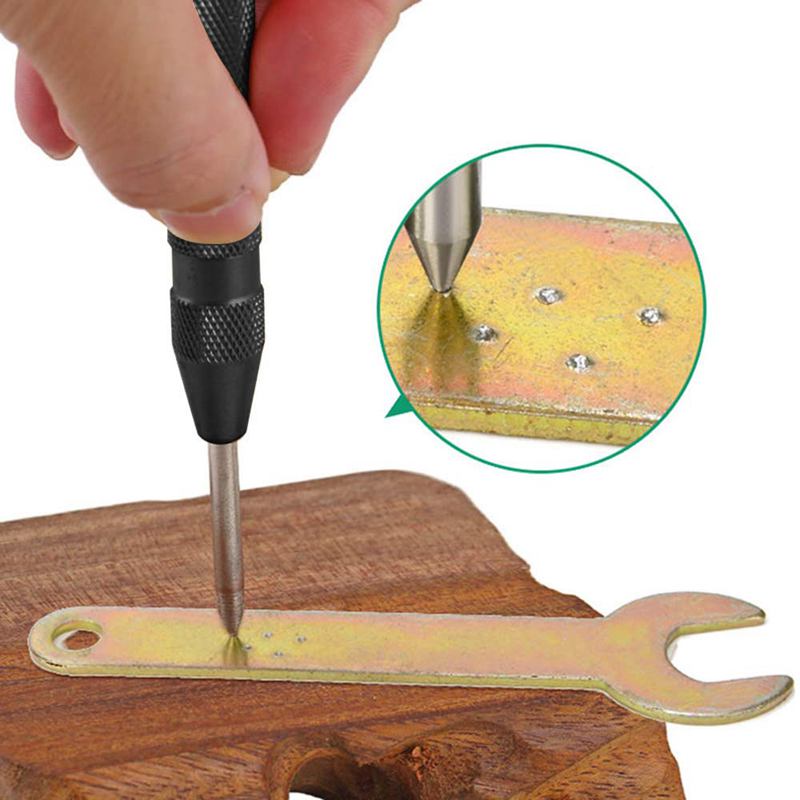 Herramienta de perforación central automática, herramienta de mano de trituración con resorte de 5 pulgadas, con tapón cojín y impacto ajustable, oro, negro, 3 uds.