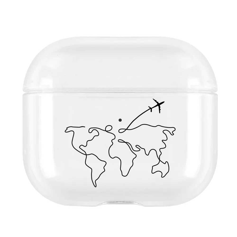 Bonito mapa de viagem do mundo caso de fones de ouvido para apple airpods 4 4th 3rd 3 2 2nd 1 escudo airpods pro macio transparente fone de ouvido capa: XS / CÉU AZUL