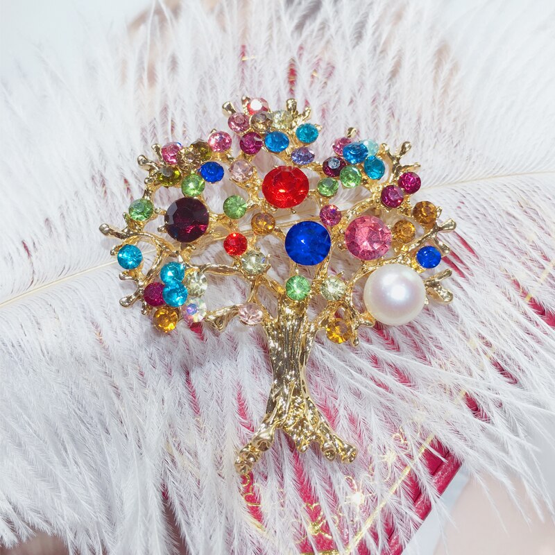 ZHBORUINI – broche de perles naturelles, arbres colorés, perles d&#39;eau douce, bijoux pour femmes, accessoires de noël