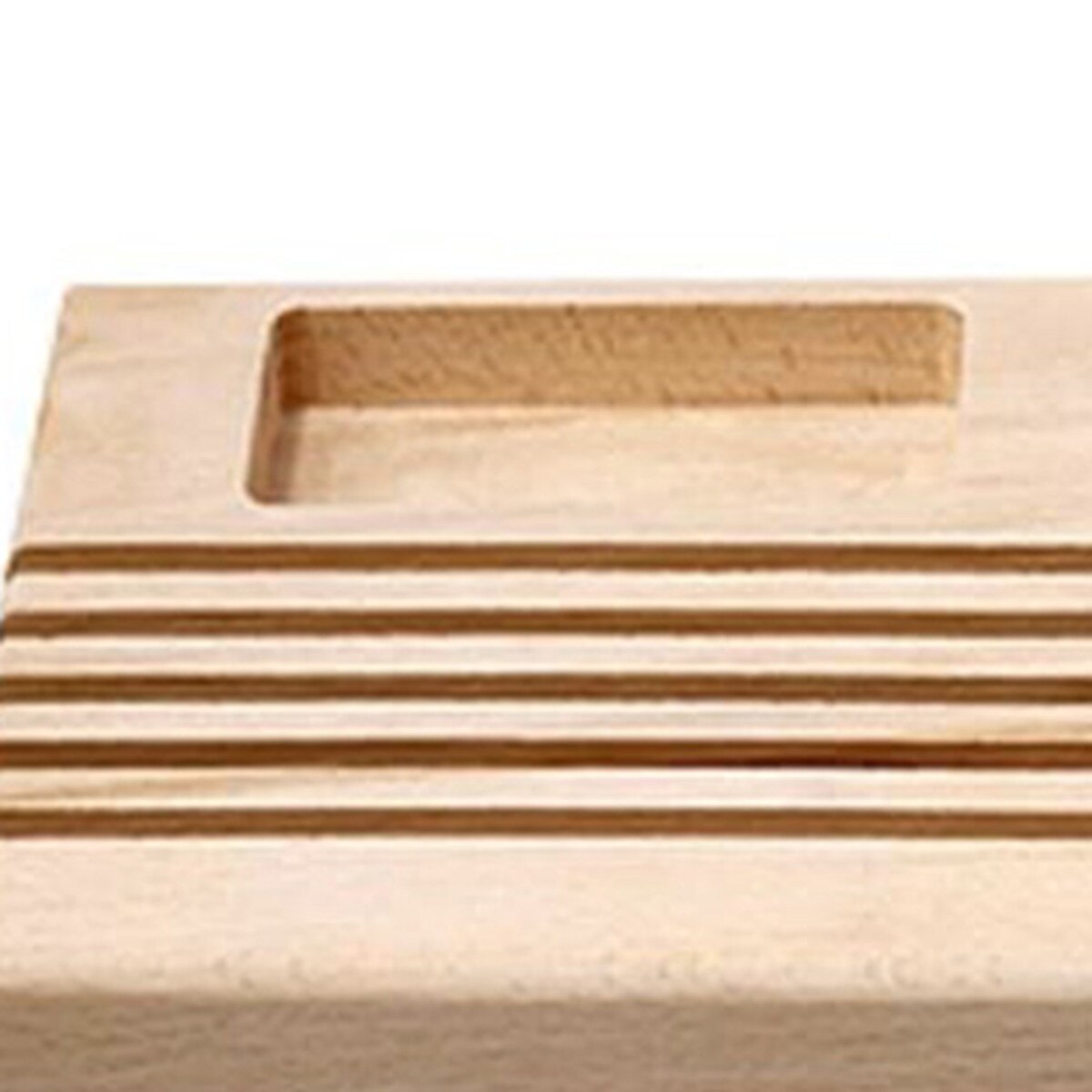 Estante de regla de madera con carrete, organizador de almacenamiento con 5 ranuras horizontales para guardar reglas verticales
