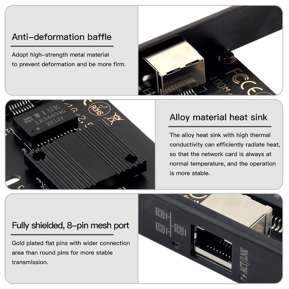 Scheda di rete 2.5G Intel i226 PCIE a RJ45 100/1000/2500Mbps Interfaccia RJ45 LAN Etherent Adattatore Gigabit per PC/desktop per Win