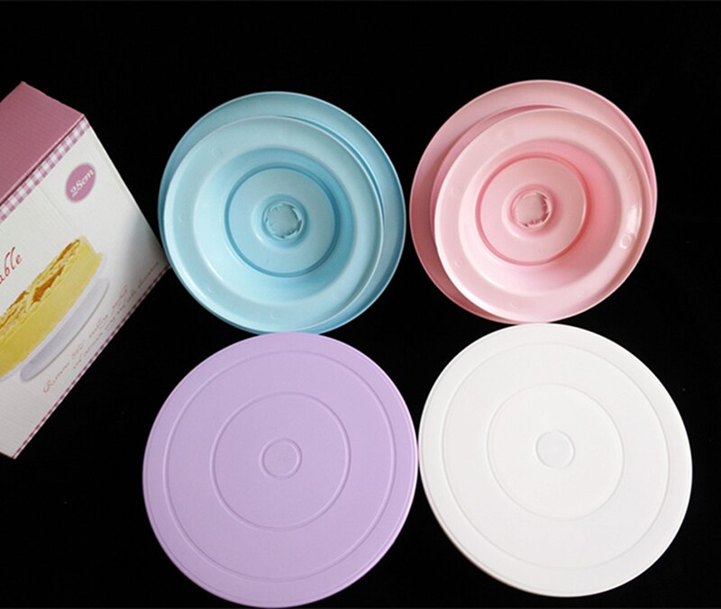 28Cm Plastic Taart Plaat Draaitafel Roterende Anti-Slip Ronde Cake Stand Taart Decoreren Draaitafel Keuken Diy Pan bakken Tool