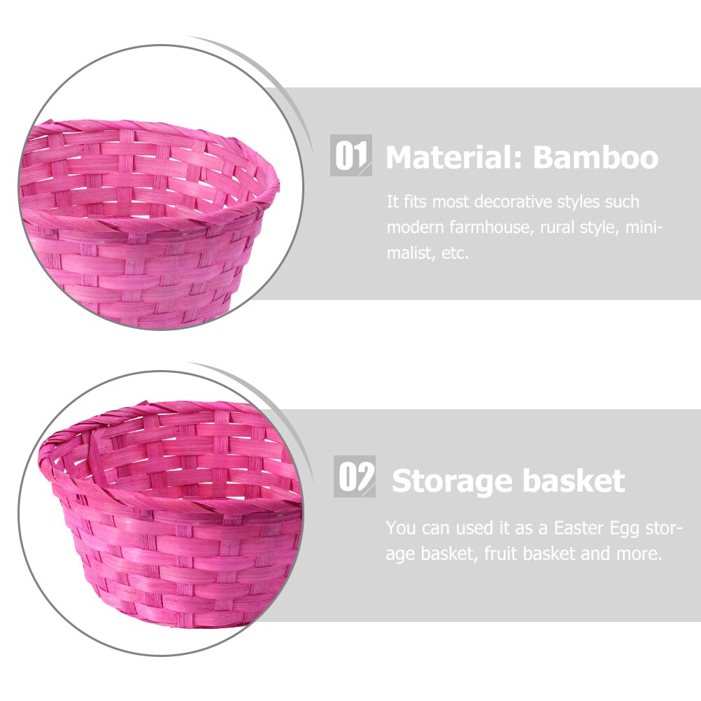 2pcs Storage Basket Durable Natural Practical Easter Basket Fruits Basket Bamboo Baskets for Festival Easter
