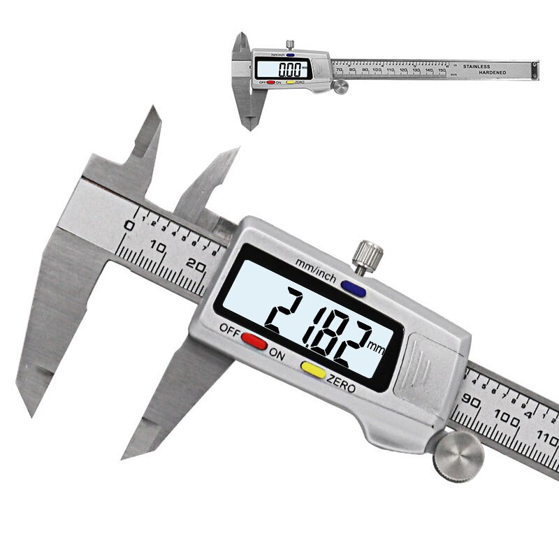 0-100/150mm digital vernier caliper micrometer Measuring Tool Stainless Steel Digital Caliper measuring instrument caliper tool: Silver