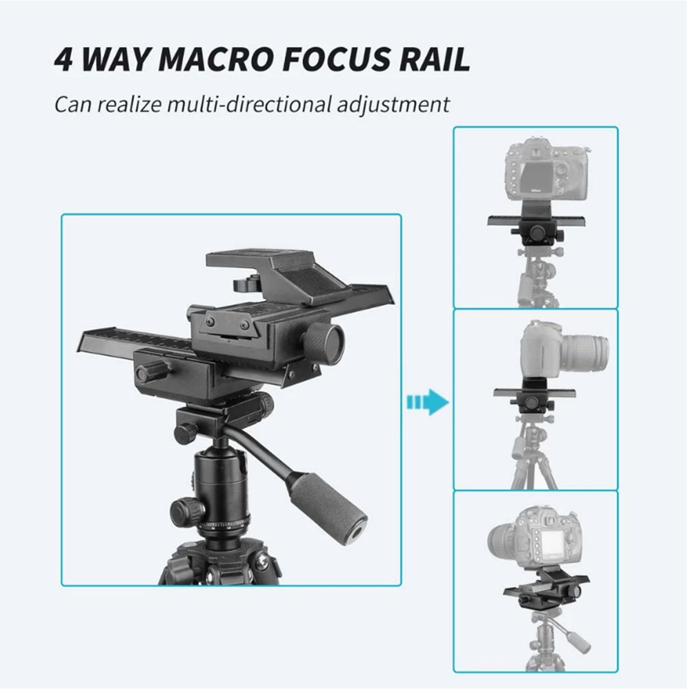 4 way macro focando trilho deslizante para câmera dslr macro cardan estabilizador com 1/4 &quot;parafuso buraco