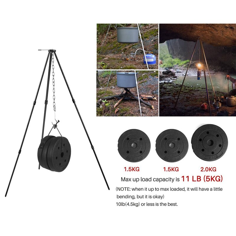 Tragbare Hängen Topf draussen Camping Picknick Kochen Stativ Feuer Grill Hängen Stativ