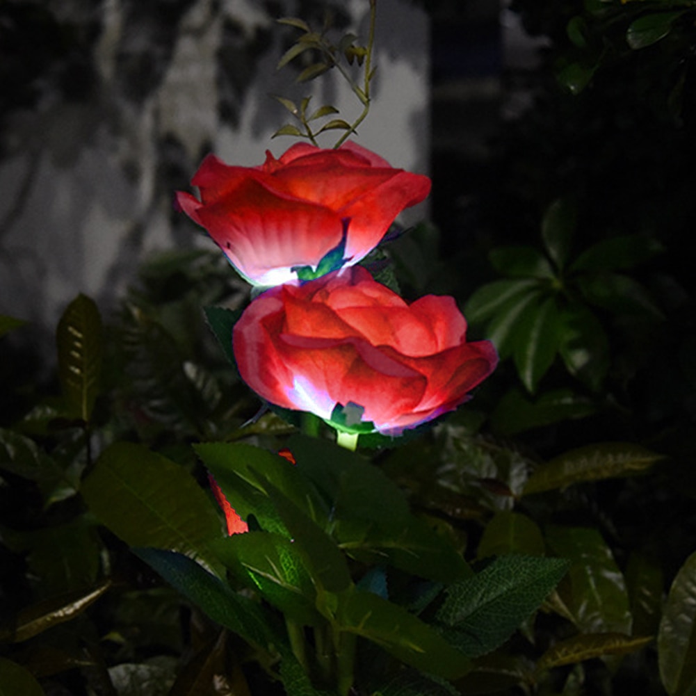 3LED Solar Rose Bloem Licht Waterdicht Tuin Landschap Lamp Outdoor Gazon Lamp Thuis Decoratieve Bloem Night Lights: Red