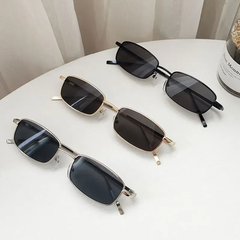 Small Rectangle Sunglasses Men Women Vintage Square Driving Sun Glasses Luxury Brand Metal Frame Eyewear 선글라스