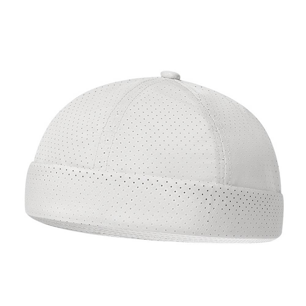 zomer ademende hoed herfst randloze hoed hiphop hoed zonder rand verstelbare sneldrogende mesh hoeden unisex casual caps: WHITE