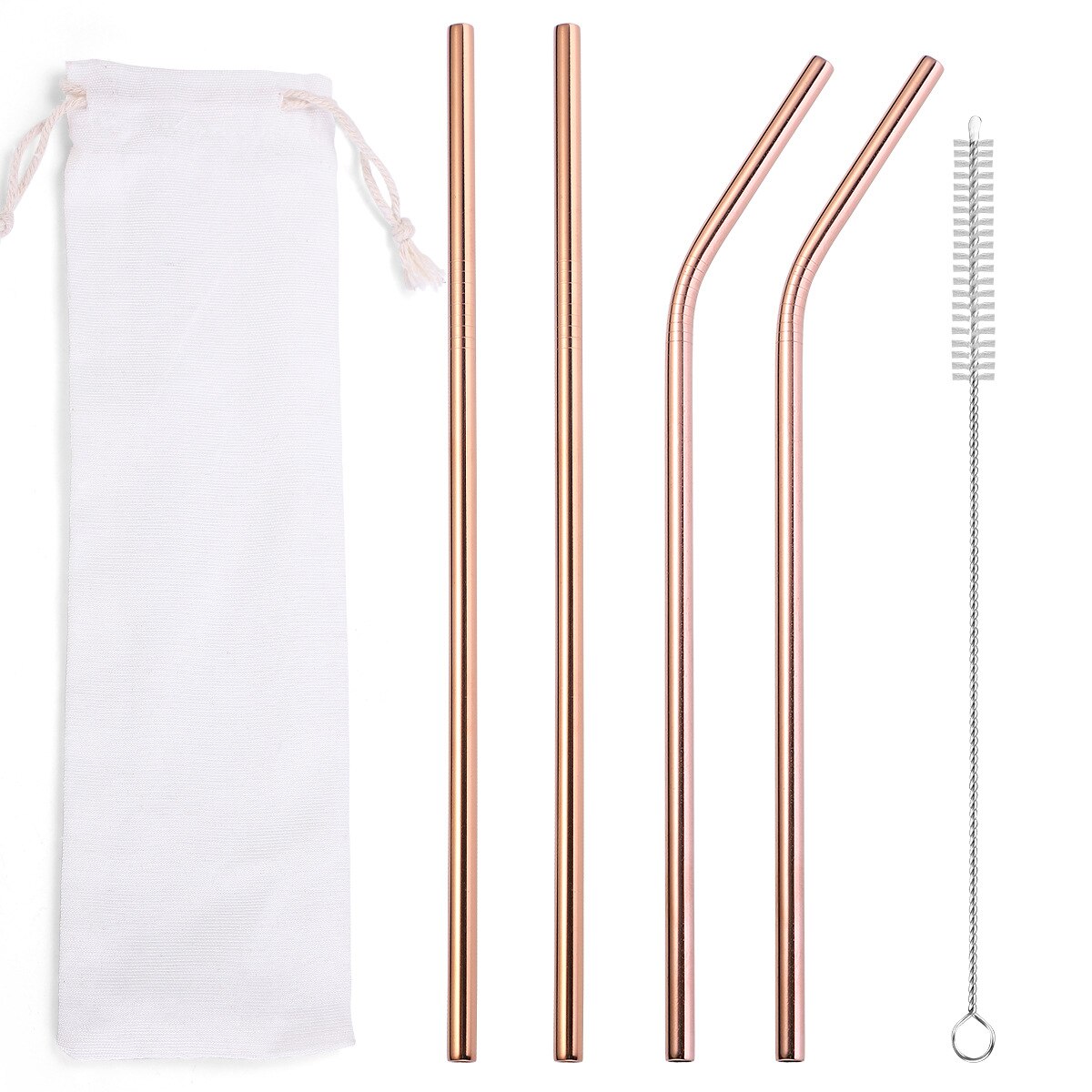 304 Stainless Steel Straw 6mm Reusable Straw Eco-Friendly Food Grade Drinking Straws Set with Cleaner Brush for Mugs