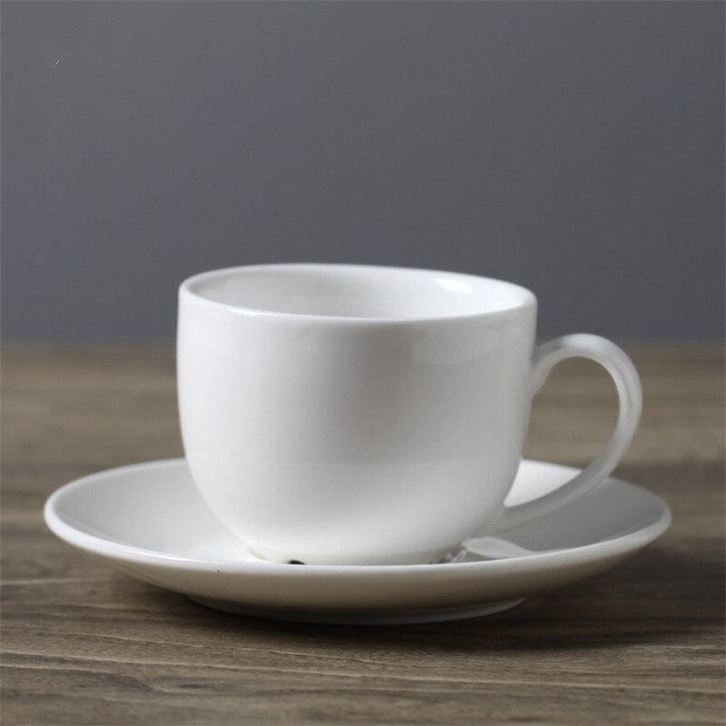 European Ceramic Minimalist Coffee Cup with Saucer Set White Porcelain Afternoon Teacup Latte Cappuccino Mug Drinkware: C