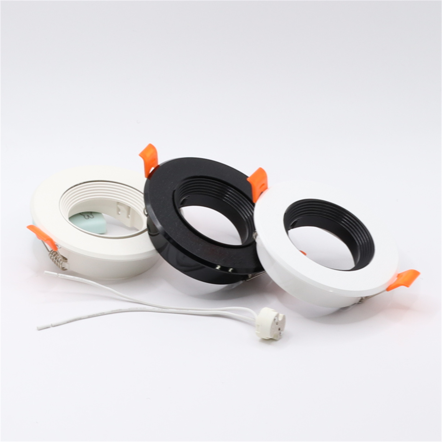 White Black LED Recessed Ceiling Spotlight Downlight Plastic Fixture GU10 MR16 Round Back Clip Lamp Frame Cut Out 75mm