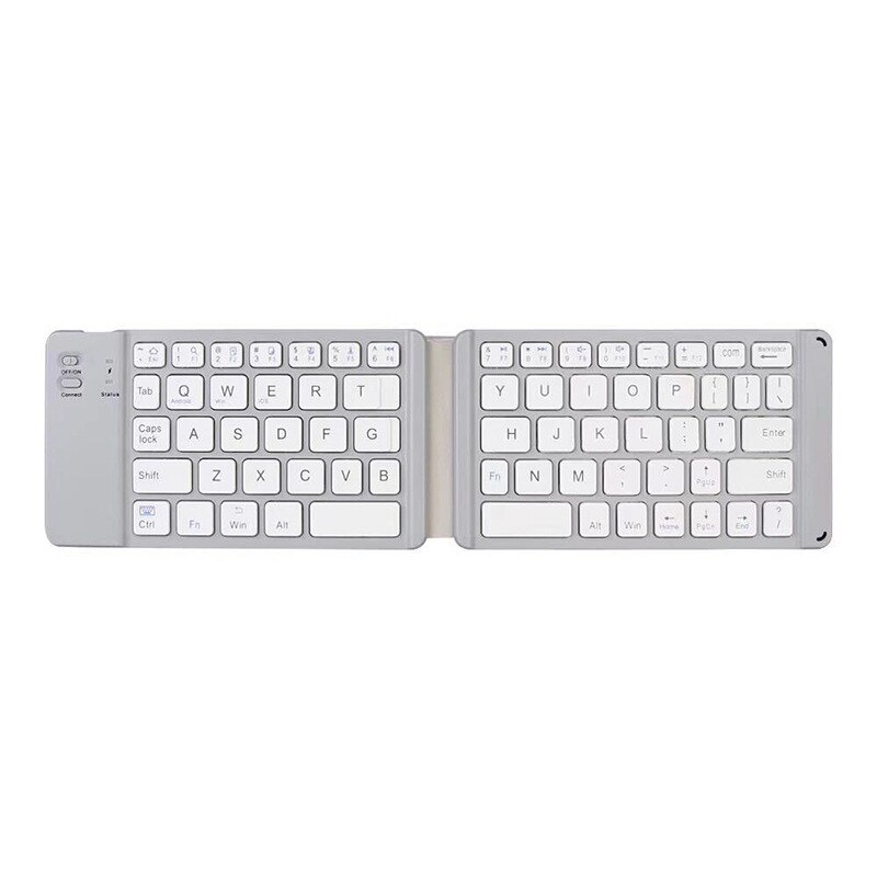 Two fold wireless Bluetooth Keyboard Portable Bluetooth keyboard Mini iPhone iPad Tablet Bluetooth Keyboard: White