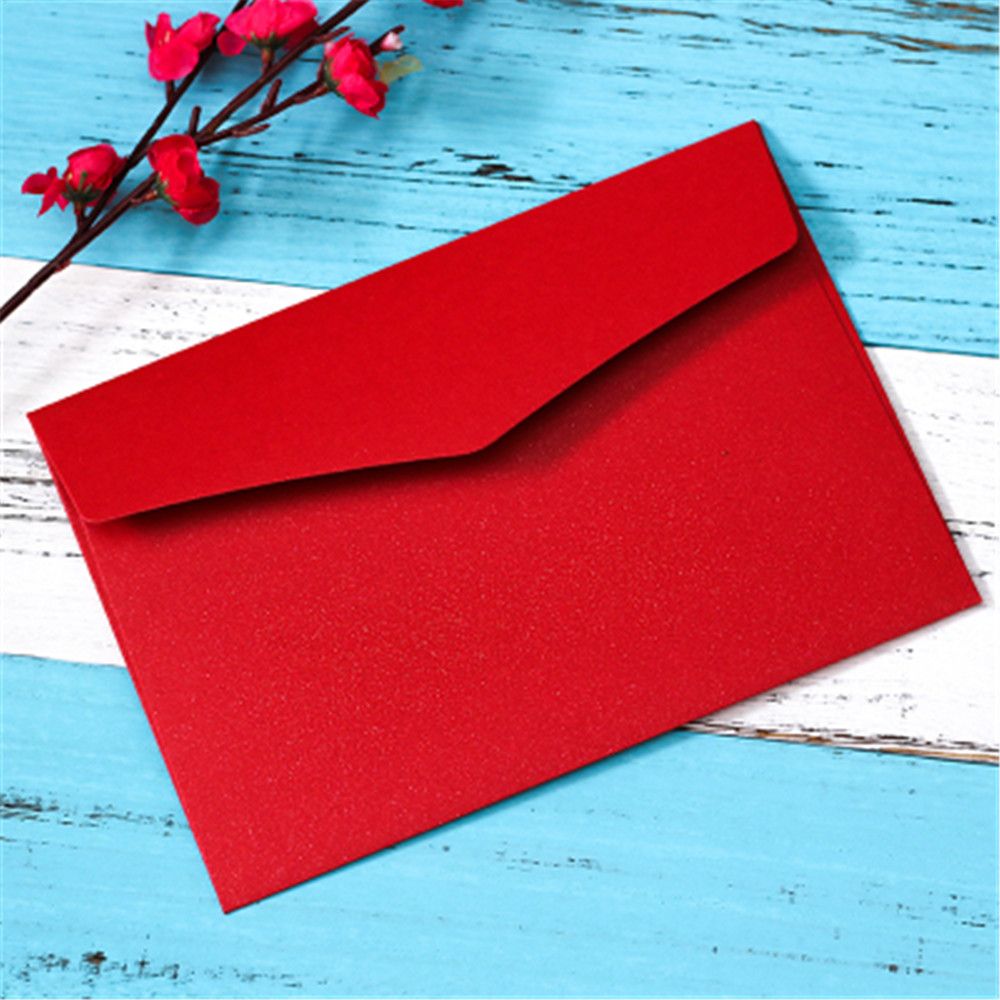10pcs Candy Colors Envelope 11*17.6cm Postcard Wedding Invitation Card Paper Bag Wages Letter Paper Cover Office Stationery: red