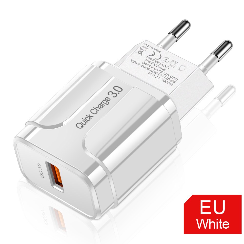 Rexxar szybkie ładowanie 3.0 ładowarka USB dla iPhone Xiaomi Samaung Huawei iPad Adapter ścienny QC3.0 szybkie ładowanie ładowarka do telefonu komórkowego: EU White QC 3.0