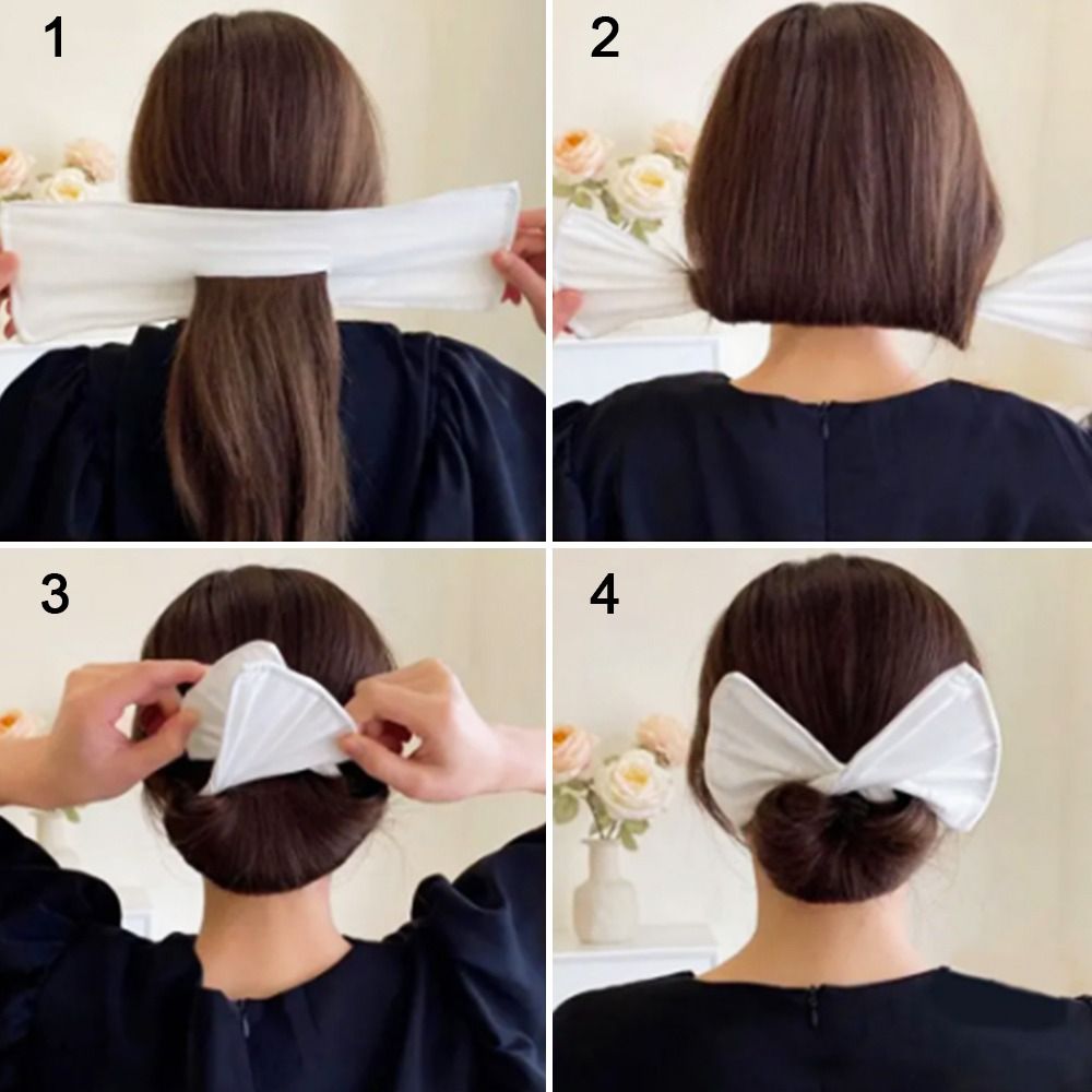 Diadema con estampado de moño, horquilla para mujer y niña, tela artesanal, creador de moño circular, soporte para cola de caballo, diadema, rizador, accesorios para el cabello