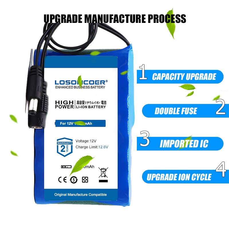 Portable Super 12V 15800mah battery Rechargeable Lithium Ion battery pack capacity DC 12.6v 13.8Ah CCTV Cam Monitor + charger