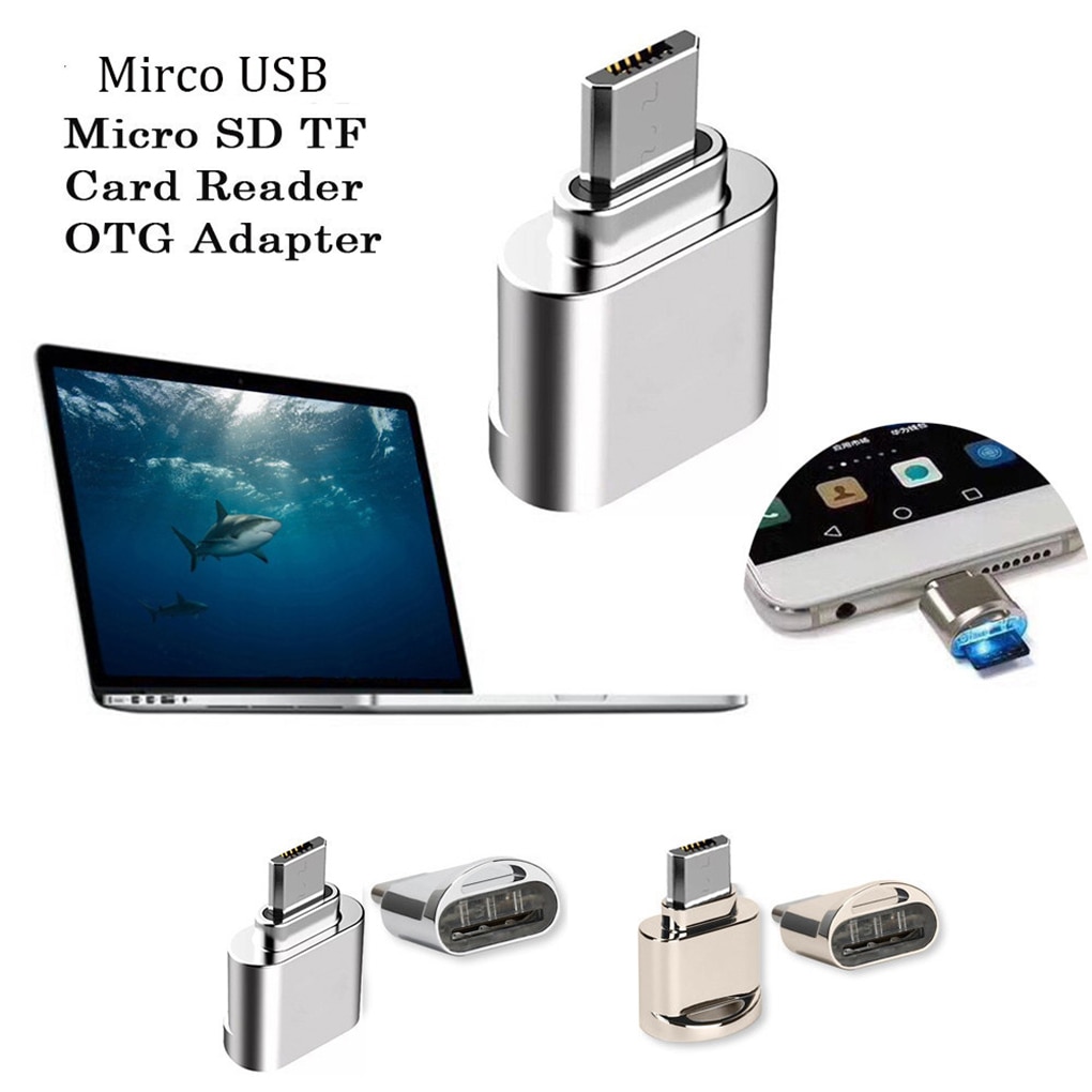 Zinklegering Mini TF Kaartlezer Laptop Telefoon OTG Adapter Draagbare Micro USB Plug Geheugenkaartlezer
