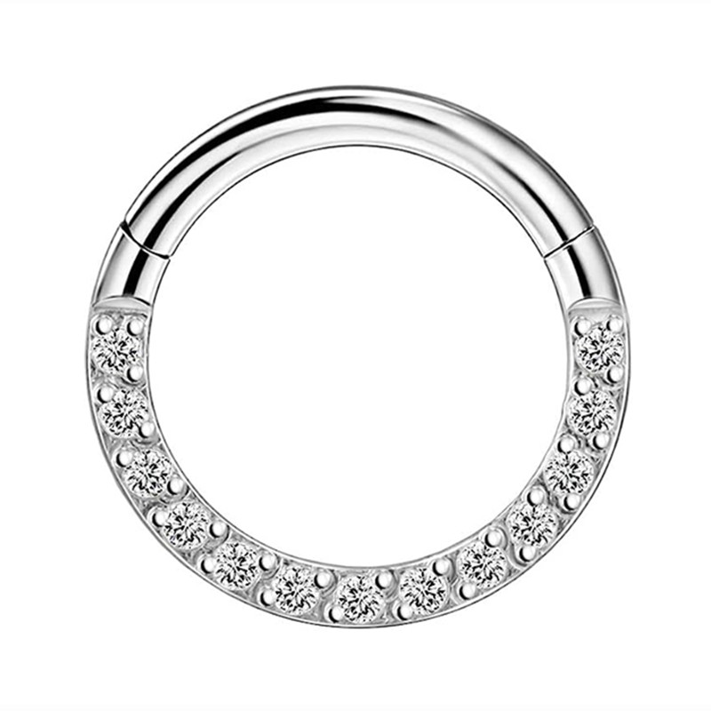 1 pièces cristal Septum cerceau Clickers nez anneau Cartilage Piercing Helix cerceau boucle d'oreille Tragus bijoux Daith cerceaux Rook boucle d'oreille Lobe: WHITE / Couleur or jaune pâle