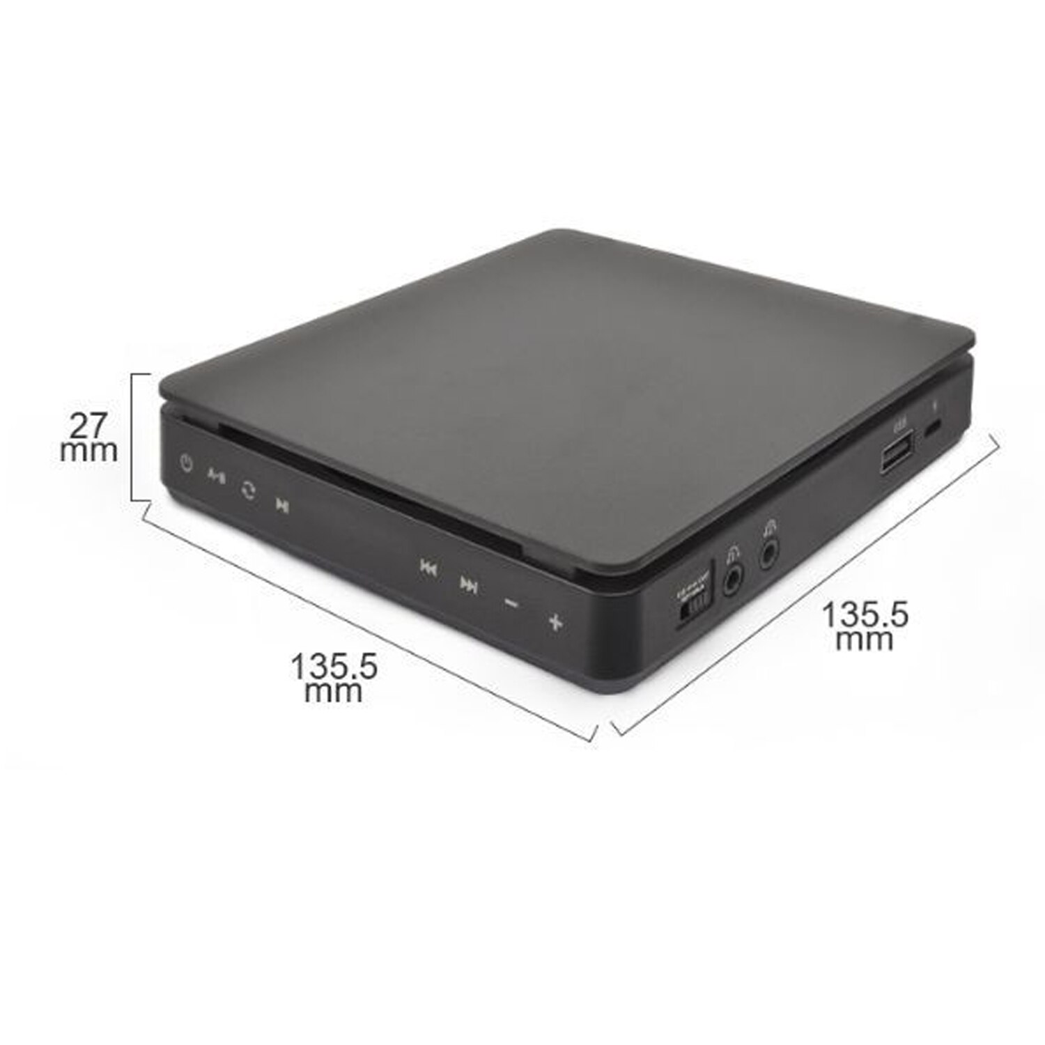 Portable CD Player Double Headphone Jack Version, INS CD Walkman Rechargeable Shockproof LCD Display Anti Skipping Music Players