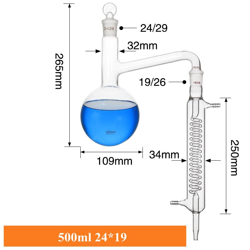 Boccetta di distillazione del condensatore a serpentina dell'unità di distillazione da utilizzare per la produzione di estrazione di olio essenziale di acqua distillata