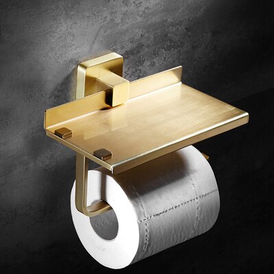 Bathroom Accessories Set Solid Brass Towel Bar/Rack Tissue Rack Toilet Brush Holder Corner Shelves Bath Hardware Brushed gold: Tissue Holder