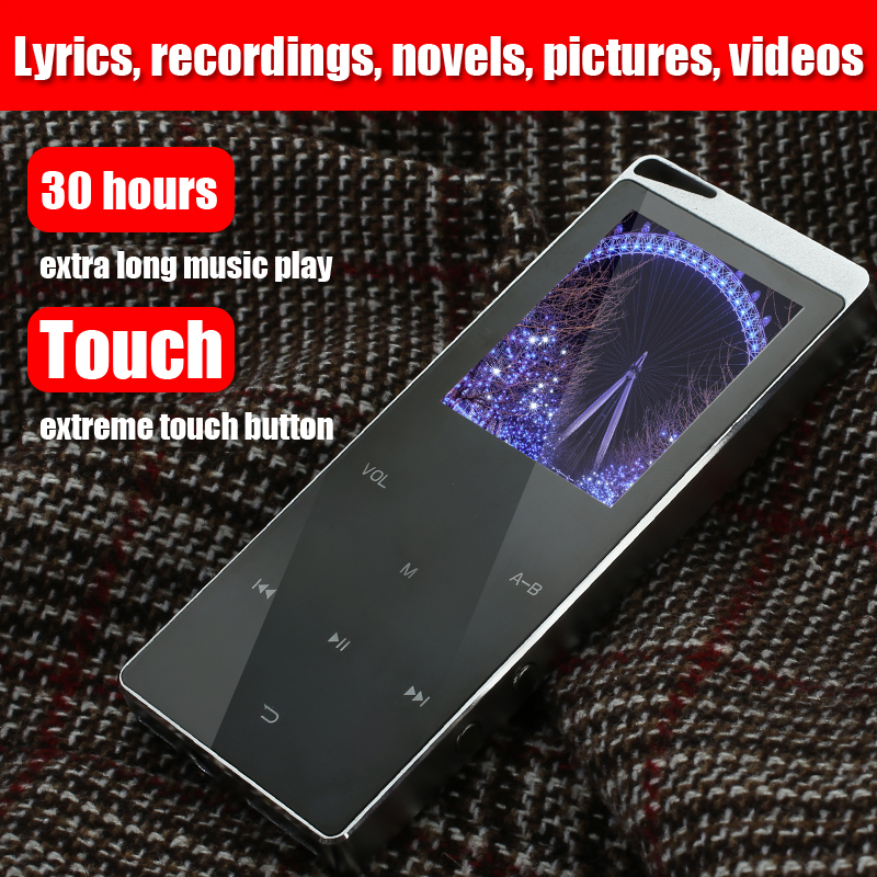 Nuovo MP4 player con bluetooth mp3 mp4 di musica lossless lettore portatile mp4 media sottile tasti a sfioramento da 2.4 pollici radio fm video Hifi 16 GB