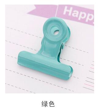 Clip de Metal de Color caramelo para oficina, suministros de papelería para encuadernación, carpeta de billetes, Color rosa, rojo, azul y naranja: green 2 pcs