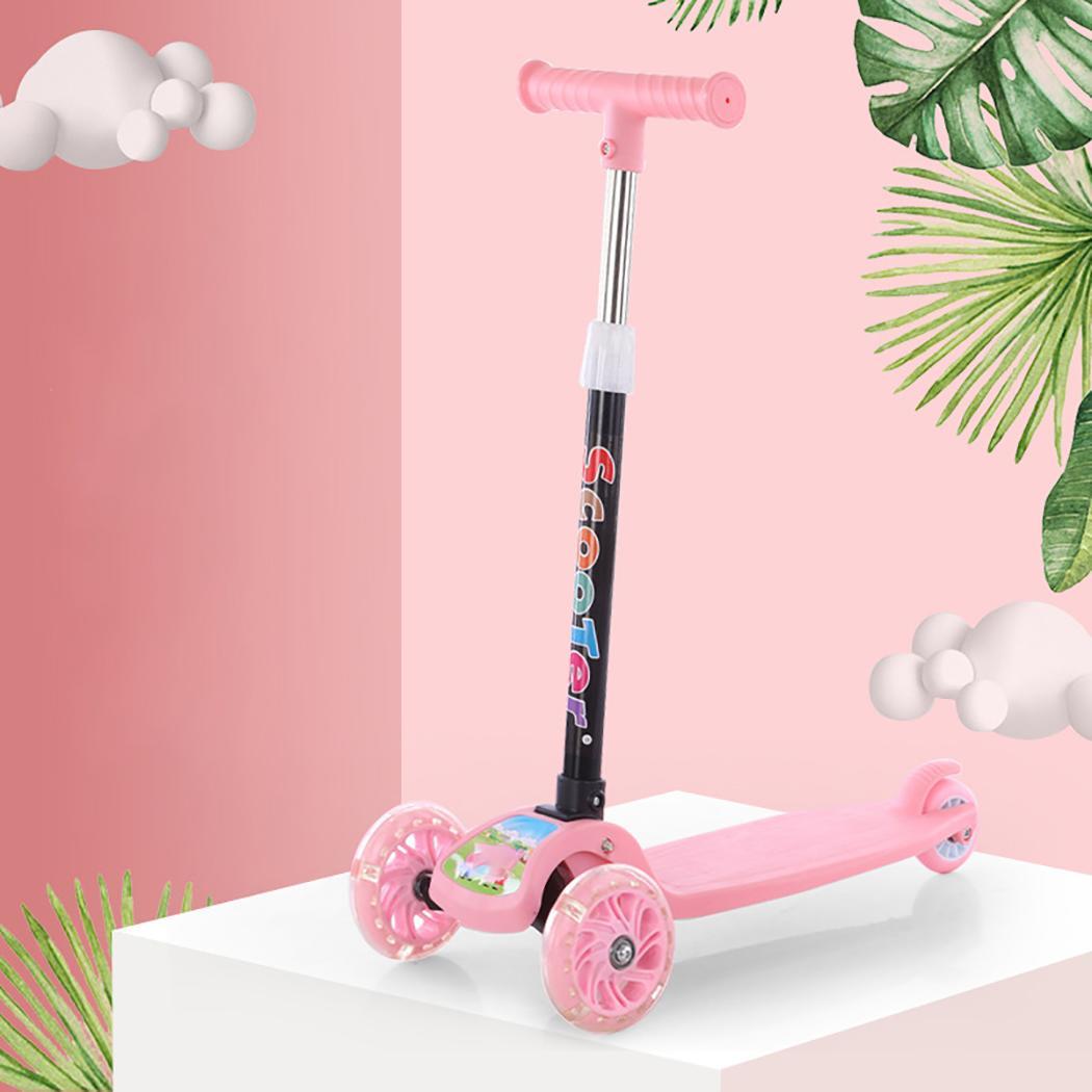 Durable Portable Folding Adjustable Sliding Children Blue/Green/Pink Outdoor Scooter > 3 Years Old 60-75cm: pink type 1