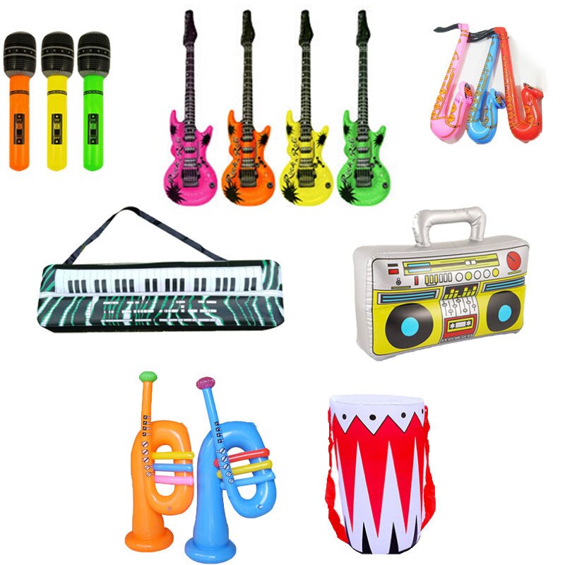 15cps Inflatables Gitaar Saxofoon Microfoon Ballonnen Muziekinstrumenten Speelgoed Accessoires Voor Kinderen Zwembad Feestartikelen: Default Title