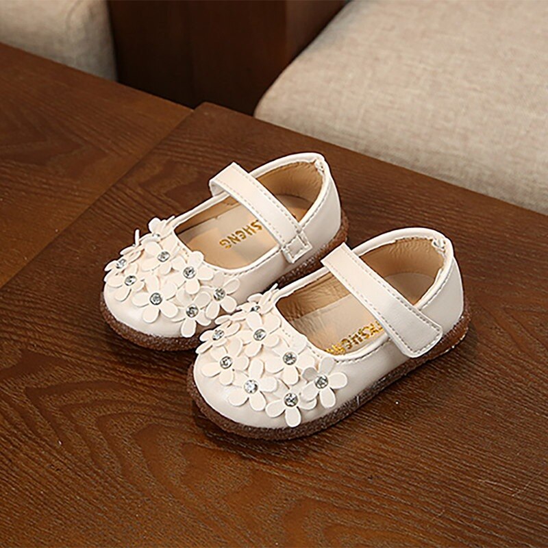 Crianças menina sapatos bonito flor couro do plutônio criança anti-deslizamento em sapatos gancho & loop primeiros caminhantes y13