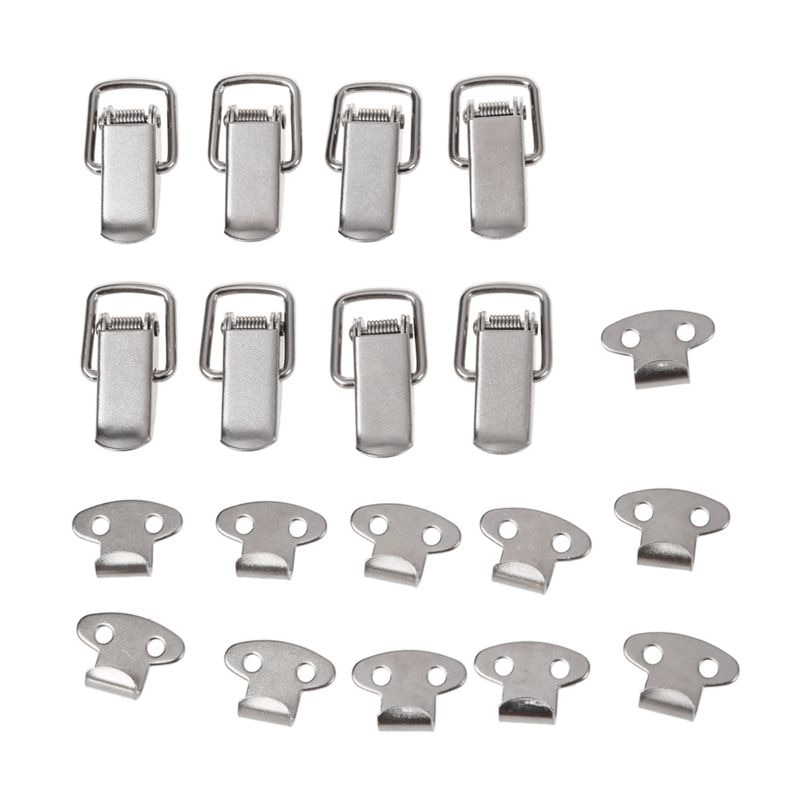 10Pcs Cabinet Spring Loaded Iron Straight Loop Toggle Latch 45mm Length: Default Title