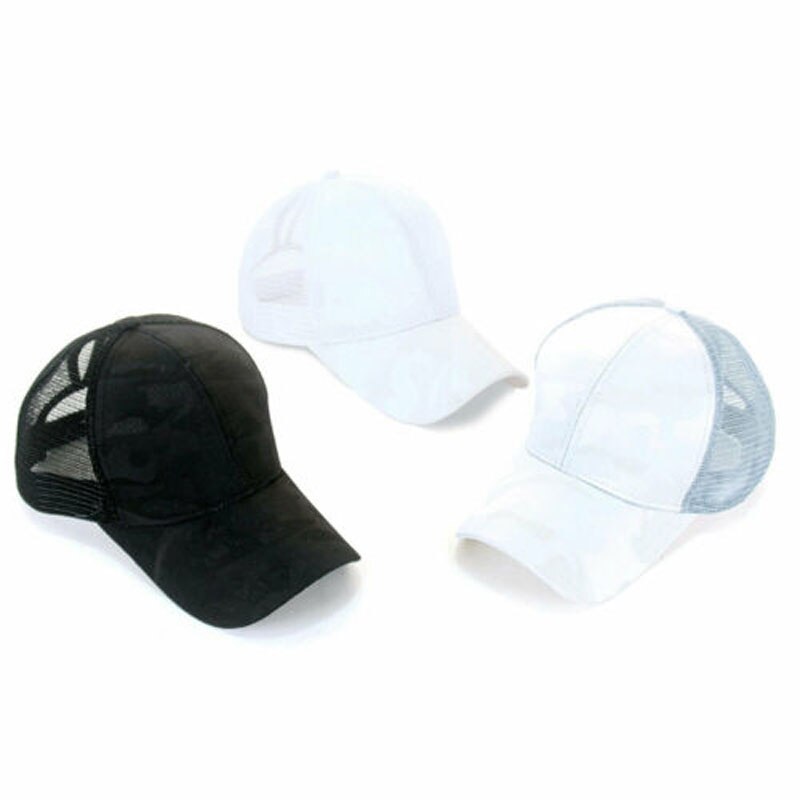 Mærke stil kvinder hestehale kasket rodet boller hestehue solid afslappet justerbar mesh baseball hat