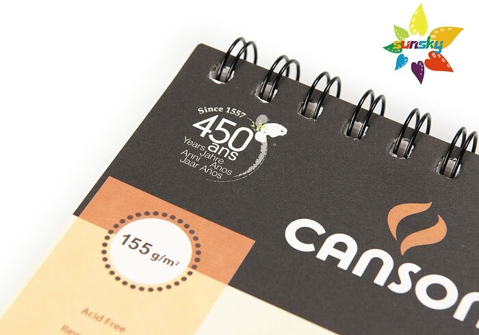 Canson 1557 8K/16K/32K,Sketch Pad Book Spiral Bound 155/180gsm artsist drawing paper,For pencil, ink, charcoal and pastel.