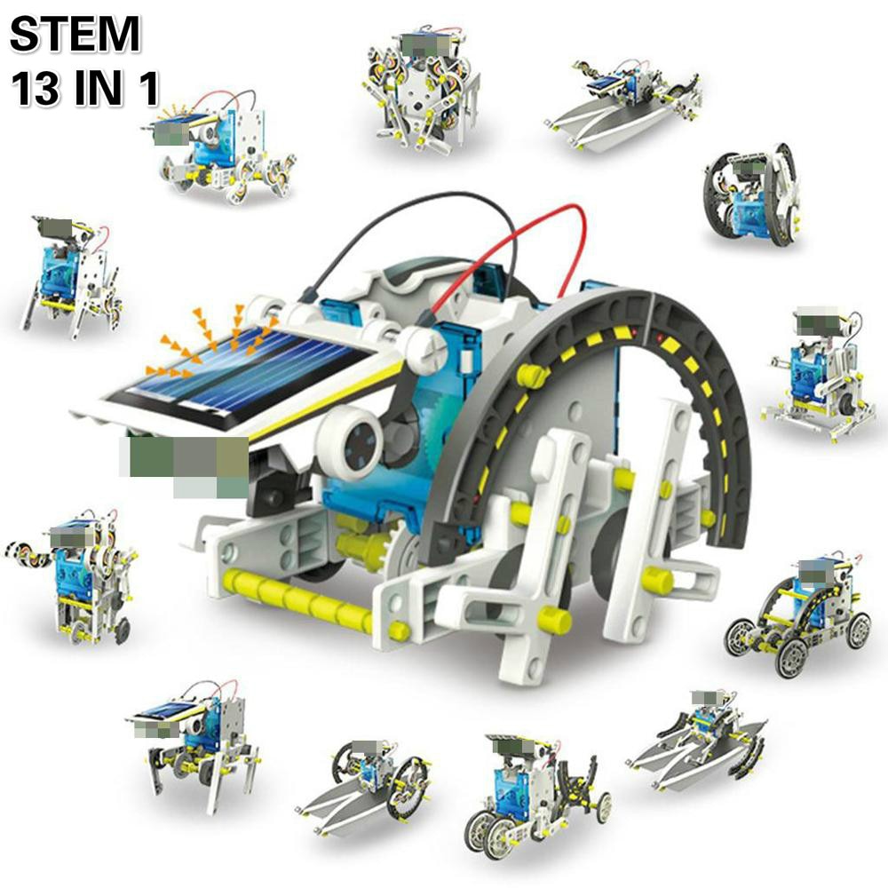 Stem Speelgoed 13 In 1 Solar Power Robot Diy Kit Speelgoed Educatief Wetenschap Experiment Technologie Speelgoed Voor Jongens En Meisjes gratis Sticker