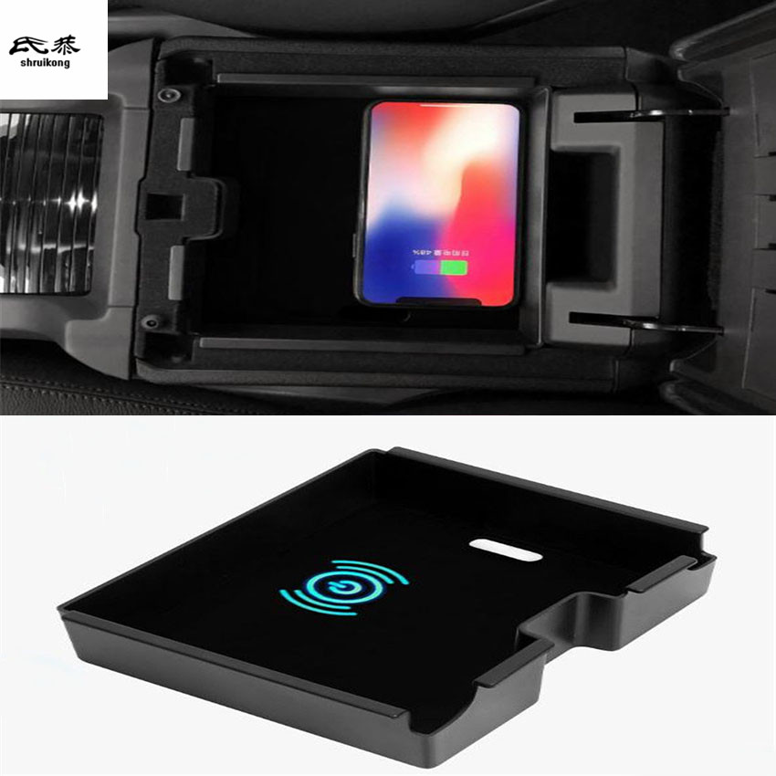 1lot téléphone portable sans fil charge accoudoir Central boîte de rangement pour Land Rover Discovery Sport
