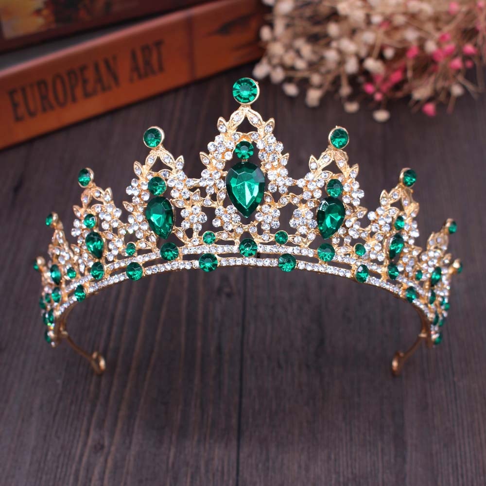 KMVEXO Vintage Gold Queen Princess Crowns Crystal Diadem For Bridal Hair Accessories Bride Tiaras Headbands Tiara De Noiva