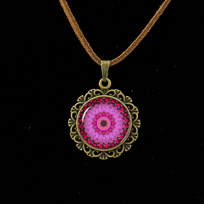 Retro Om Lederen Ketting Mandala Bloem Hanger India Choker Verklaring Kettingen Chakra Zen Yoga Vriendschap Sieraden L 214