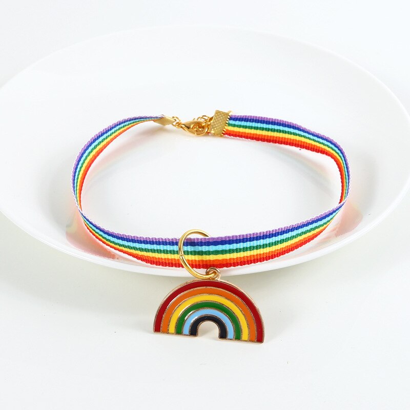 Arcobaleno ciondolo gatti collari fibbie in Nylon regolabili moda riflettente collare per animali domestici testa di gatto modello forniture per accessori: M(25-30cm)