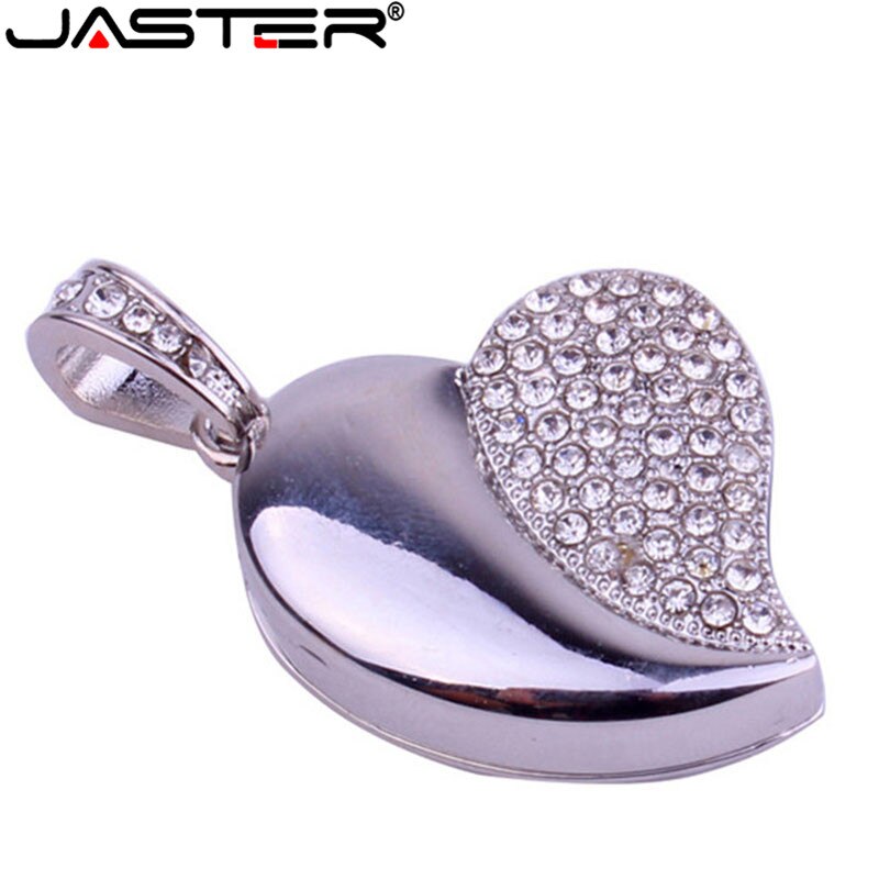 Jaster Crystal Diamond Liefde Hart Usb Flash Drive Memory Stick Harten Met Ketting Pendrive 4Gb 8Gb 16Gb 32Gb