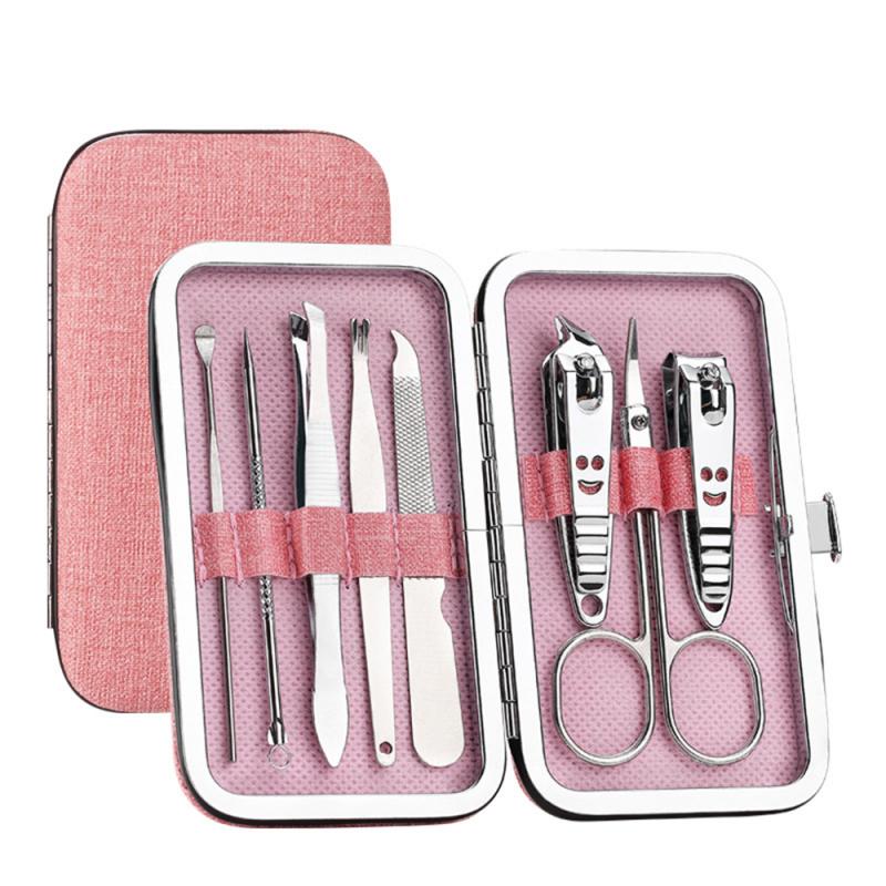 8Pcs Manicure Set Draagbare Nagelknipper Set Nail Cutter Cuticle Clipper Kit Nail Kits Duurzaam Nagel Set zorg: pink