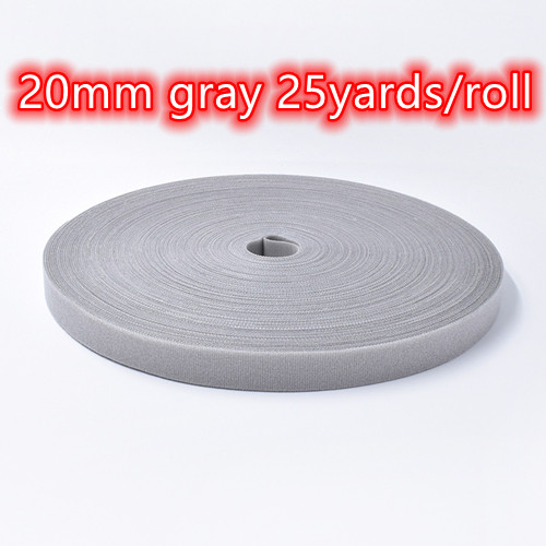 25/50Yards Sticker Tape 20Mm Nylon Adhesive Haken Loops Fastener Tape Terug Naar Zelf Naaien Craft diy Kabelbinders Accessoires: 20mm gray 25yards