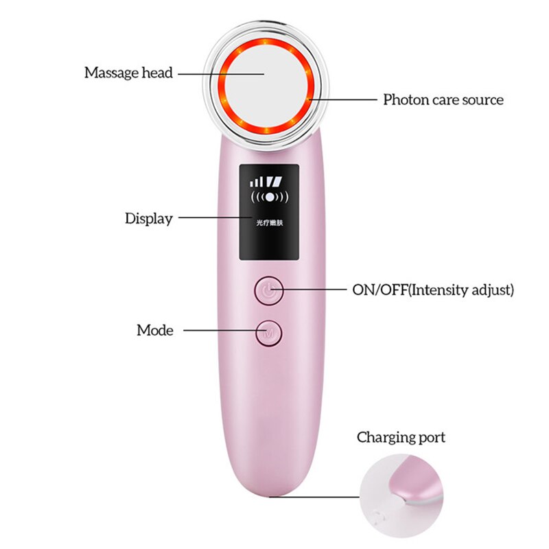 LED RF Photon thérapie peau du visage levage rajeunissement dispositif de Vibration Machine EMS Ion microcourant mésothérapie masseur